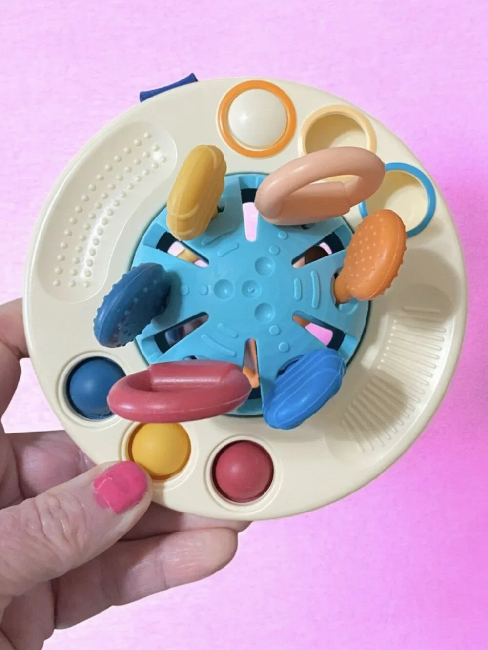 Montessori-Style UFO Silicone Pulling Toy, Multi-Textured